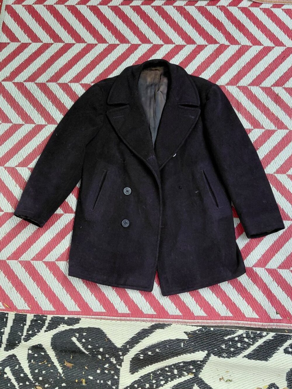 American US Navy Vintage Men's Black and Pea Coat size XL